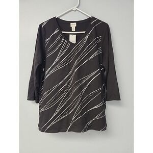 Zenergy Chicos size 2 Studded Black & Silver Pullover Top